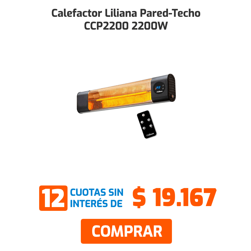 Calefactor Liliana Pared-Techo CCP2200 2200W 12 cuotas sin interés de $19.167 COMPRAR